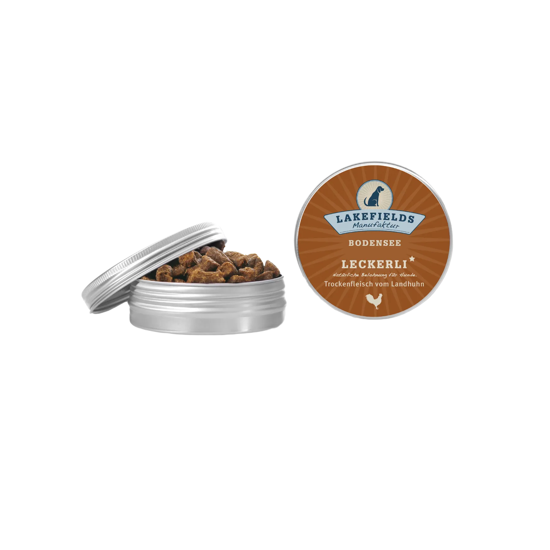 Lakefields Trockenfleisch Landhuhn 50g Metalldose – Carnivora BARF Shop